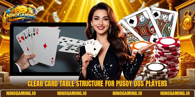 Clear card table structure for Pusoy Dos players