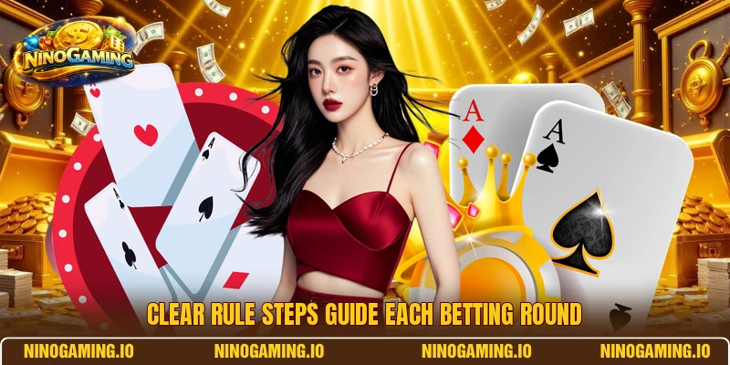Clear rule steps guide each betting round