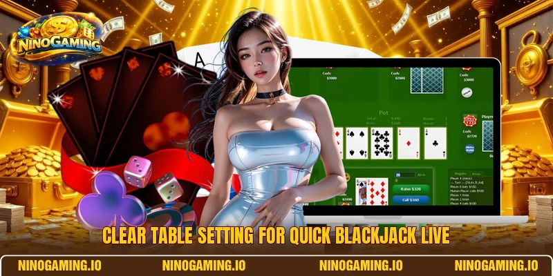 Clear table setting for Quick Blackjack Live