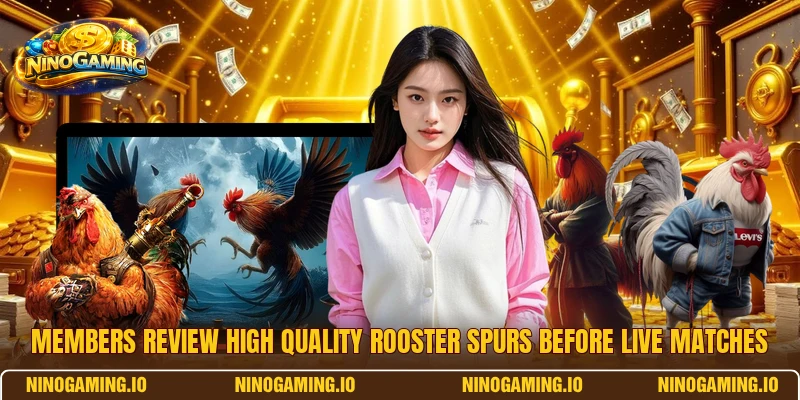 Members review High quality rooster spurs before live matches